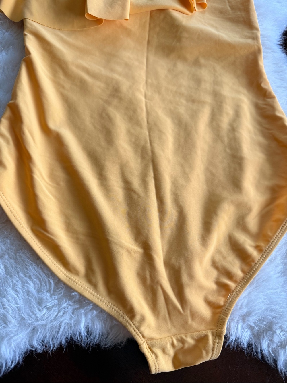 One Shoulder Ruffle Yellow Swimsuit - Picture 3 of 5